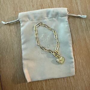 Kendra Scott Gold Link Bracelet with Heart Charm